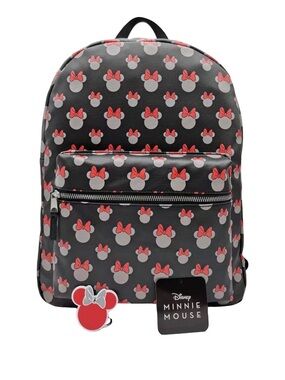 Disney Minnie Mouse Black & Red Kids Backpack with Keychain